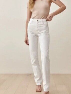 Reformation Cynthia High Rise Straight Jeans - White